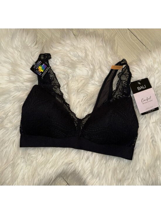 Bali Other - Bali DF6595 Comfort Revolution Scallop Lace WF Bralette Bra S Small Black New